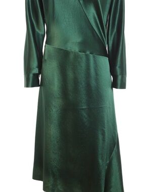 Emerald Satin Long Sleeve Midi Dress Cedric Charlie’s size 4